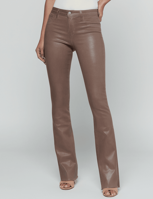 Front view of L'AGENCE Ruth High Rise Straight Coated Jean in Cardamom