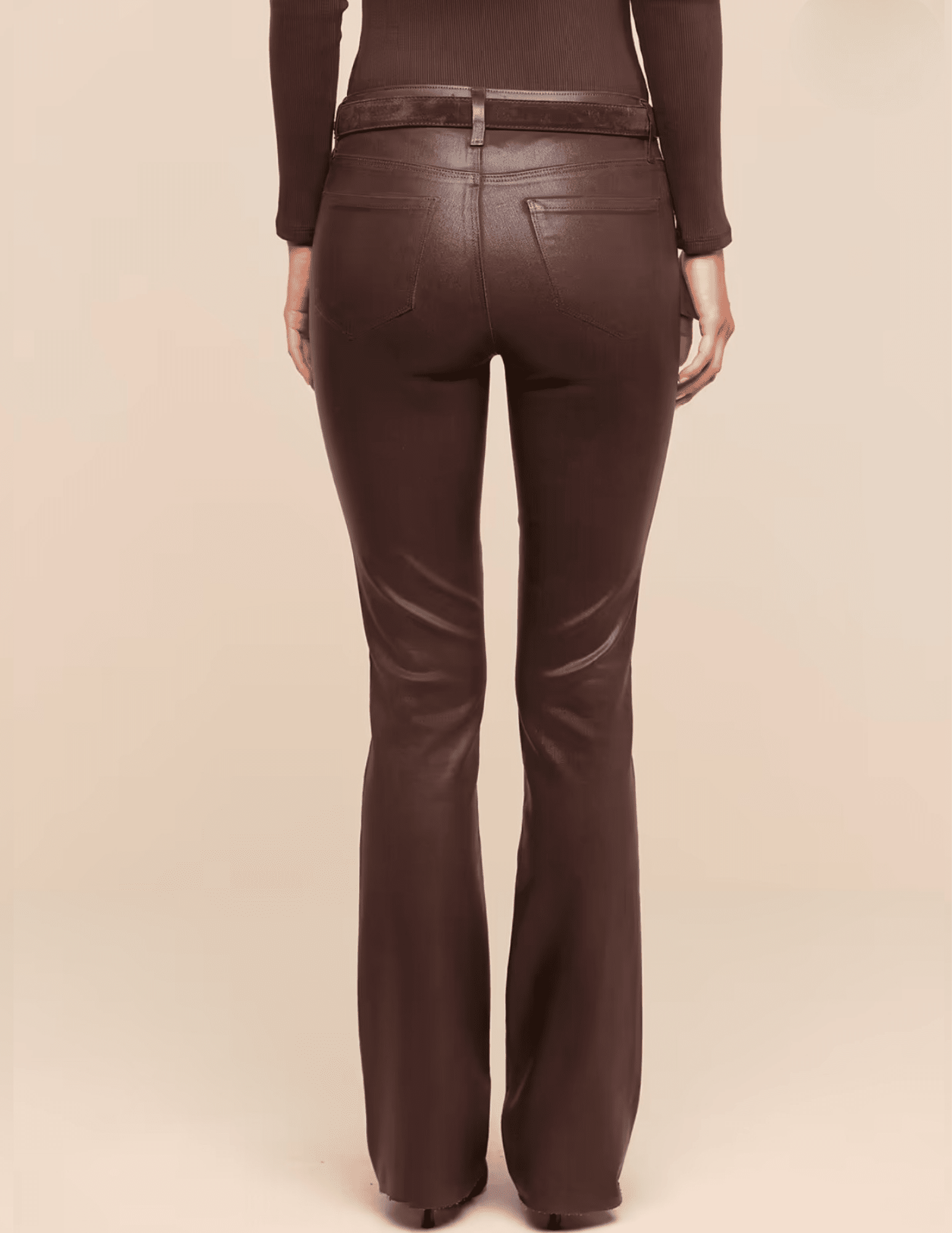 Back view of L’AGENCE Ruth High Rise Straight Coated Jeans in Dark Java