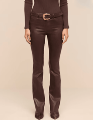Front view of L’AGENCE Ruth High Rise Straight Coated Jeans in Dark Java