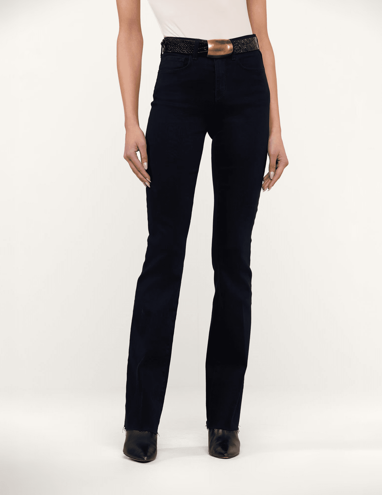 Front view of L'AGENCE Ruth High Rise Jeans in Metro featuring classic five-pocket denim styling and a flattering fit.