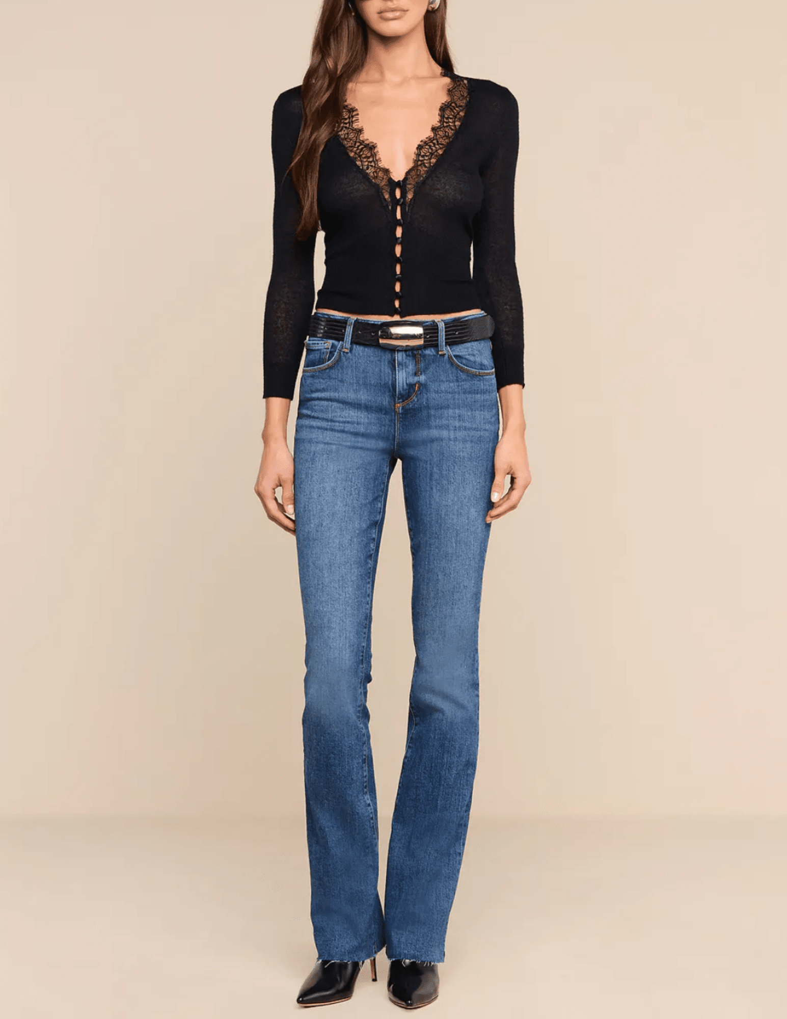 Full body view of L'AGENCE Ruth High Rise Straight Jean in Newcastle
