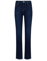 L'AGENCE Ruth High Rise Straight Jeans in Robles featuring a flattering high waist and dark indigo wash.