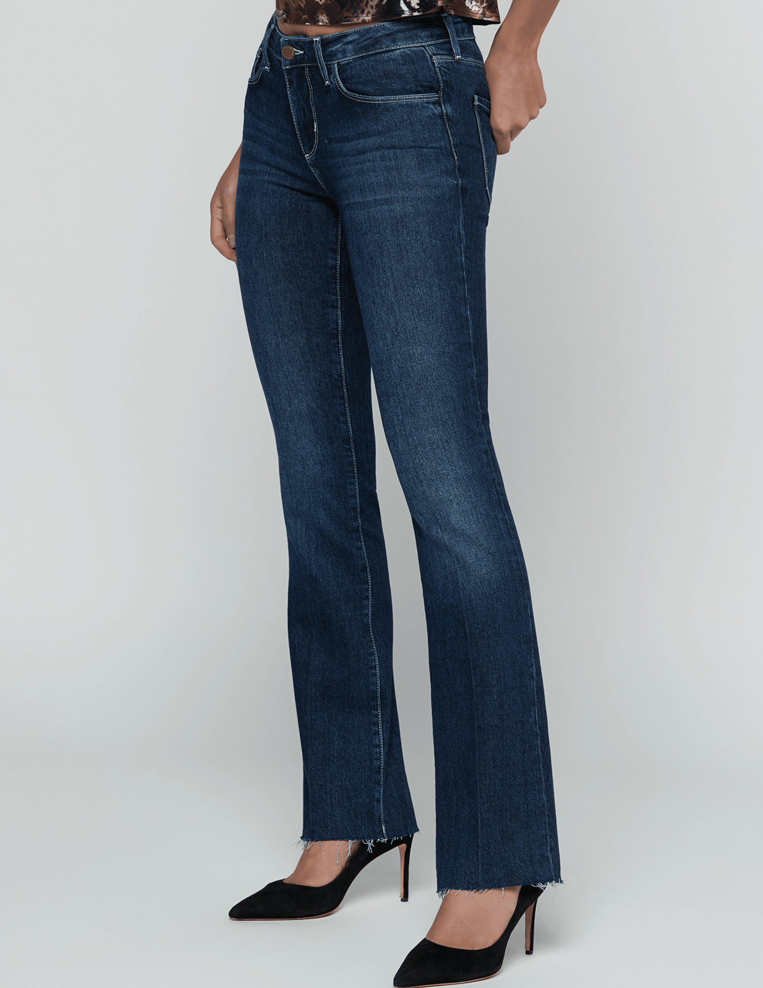 Side view of L'AGENCE Ruth High Rise Straight Jean in Vancouver,