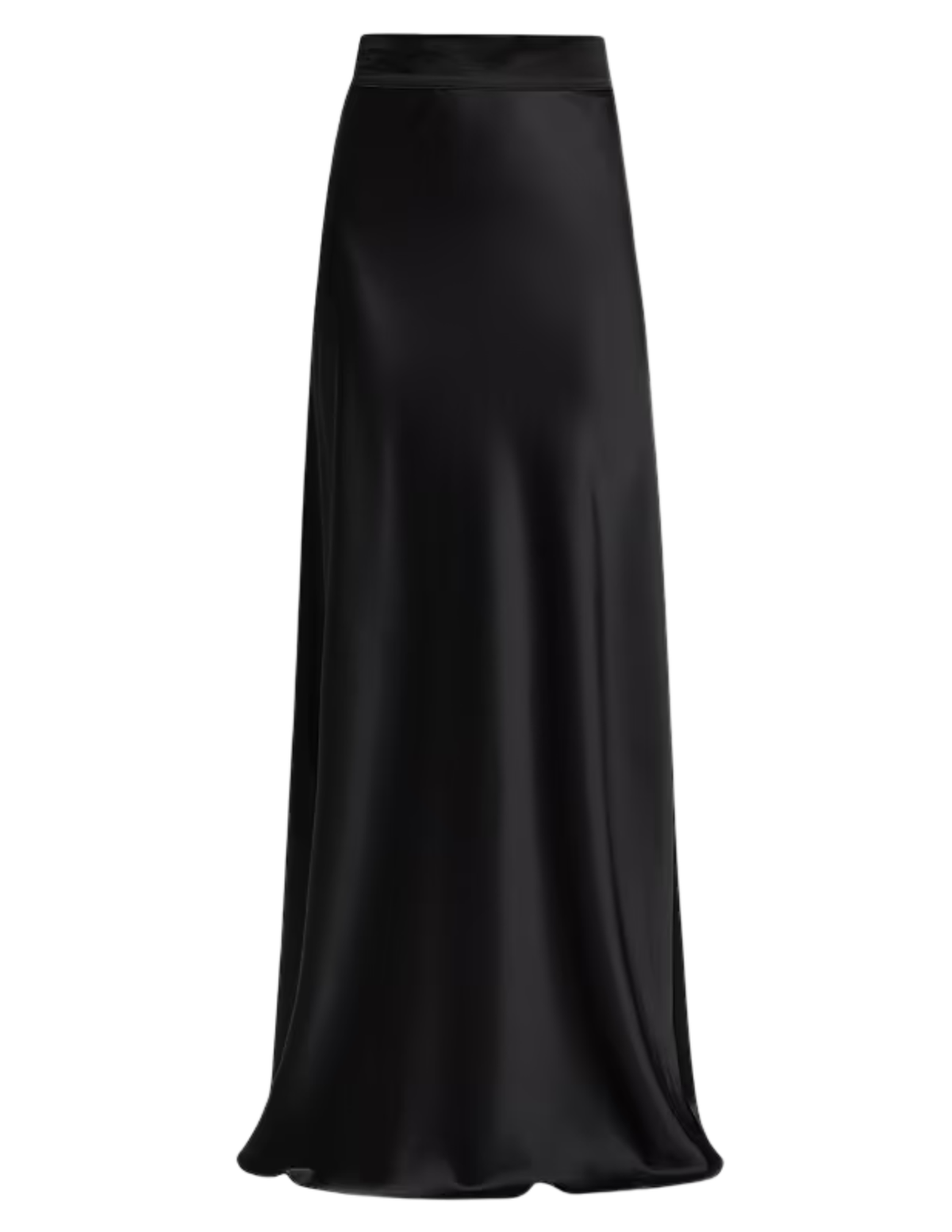 L’AGENCE Ryker Silk Maxi Skirt in black with high rise and bias-cut silhouette