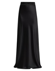 L’AGENCE Ryker Silk Maxi Skirt in black with high rise and bias-cut silhouette