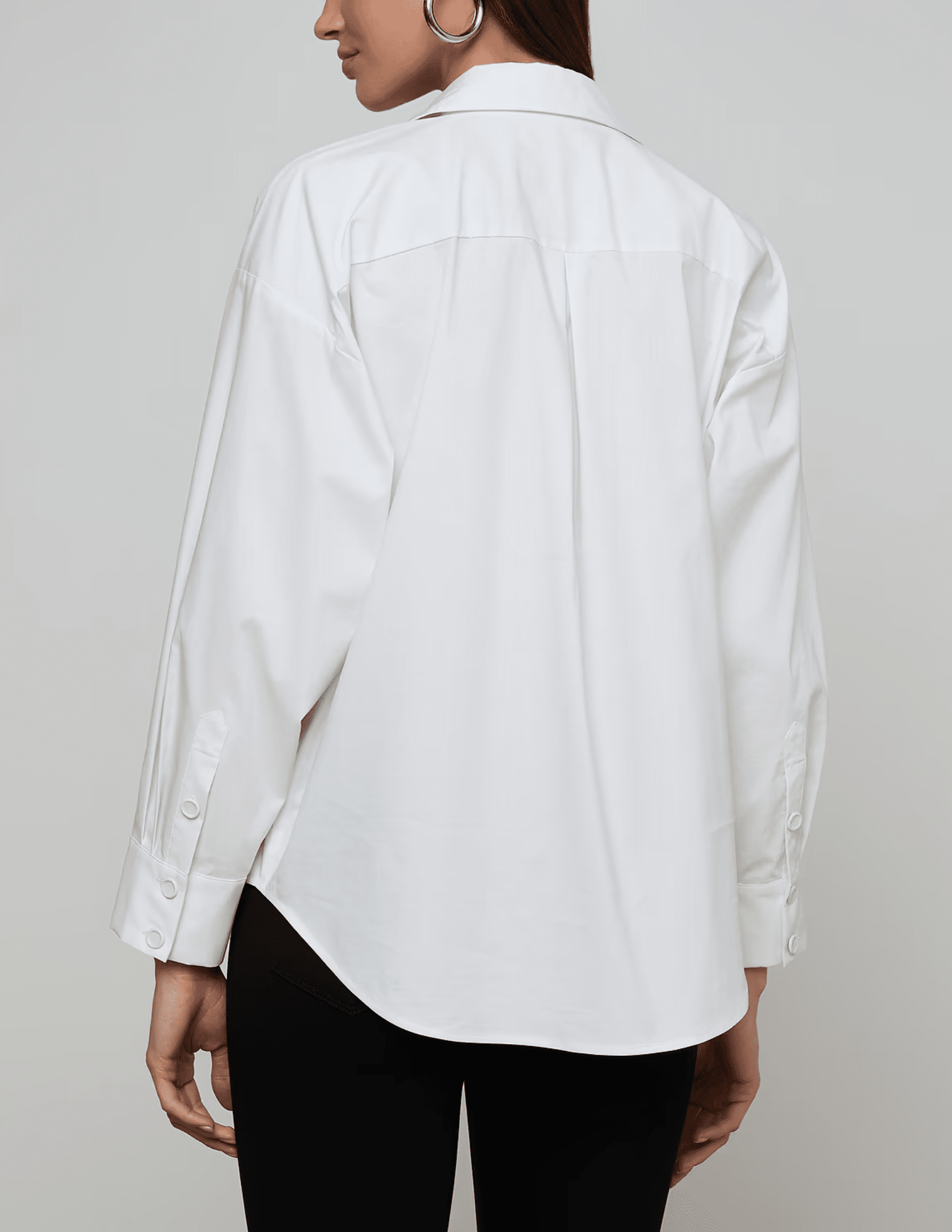 Back view of L'AGENCE Rylie Relaxed Poplin Shirt White