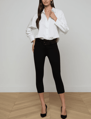 Full body view L'AGENCE Rylie Relaxed Poplin Shirt White