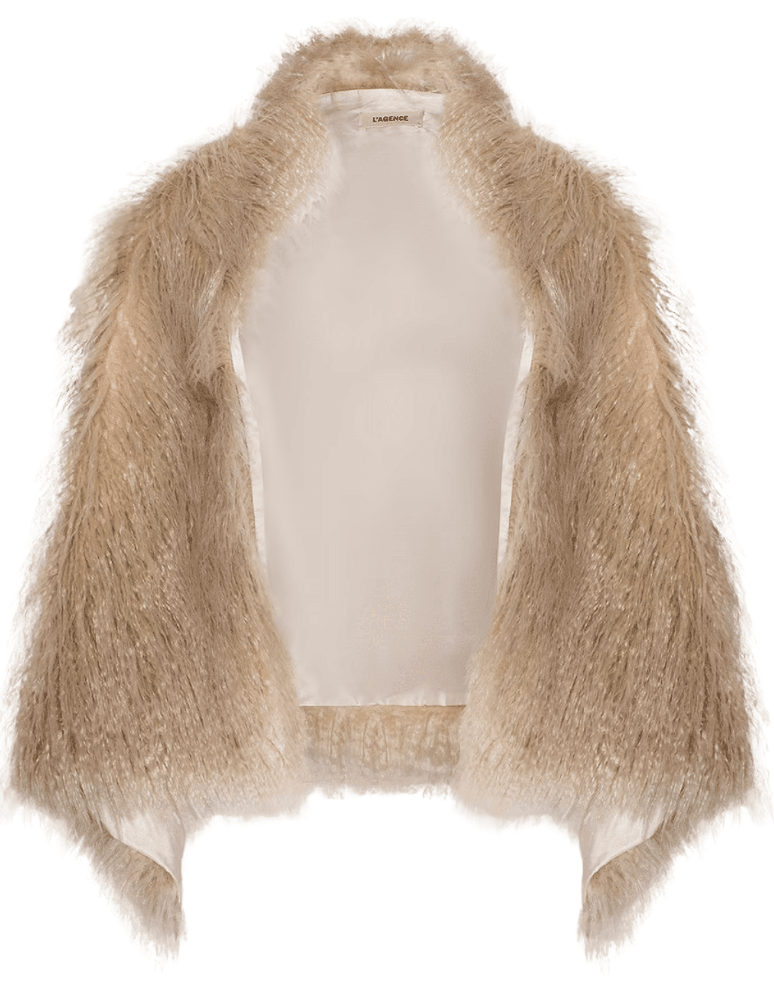 L'AGENCE Sabine Faux Fur Scarf in Biscuit