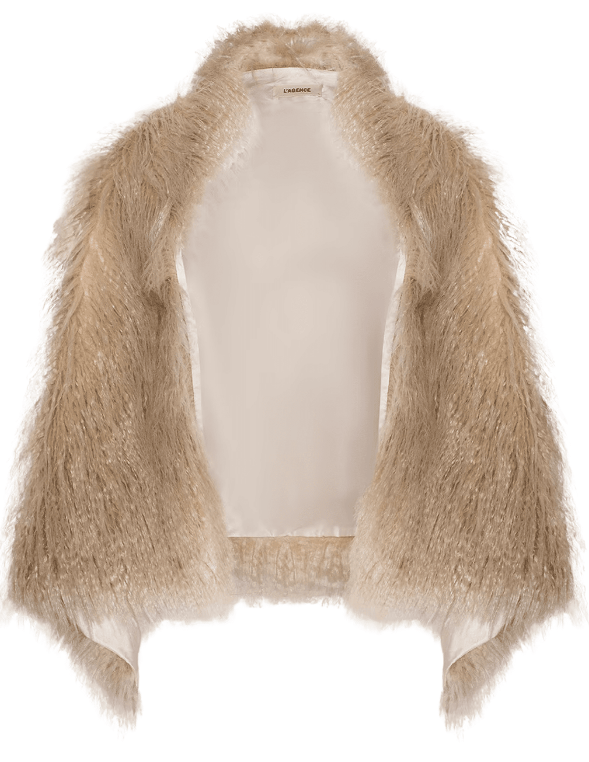 L'AGENCE Sabine Faux Fur Scarf in Biscuit