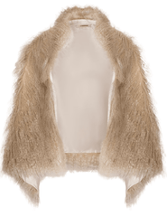 L'AGENCE Sabine Faux Fur Scarf in Biscuit