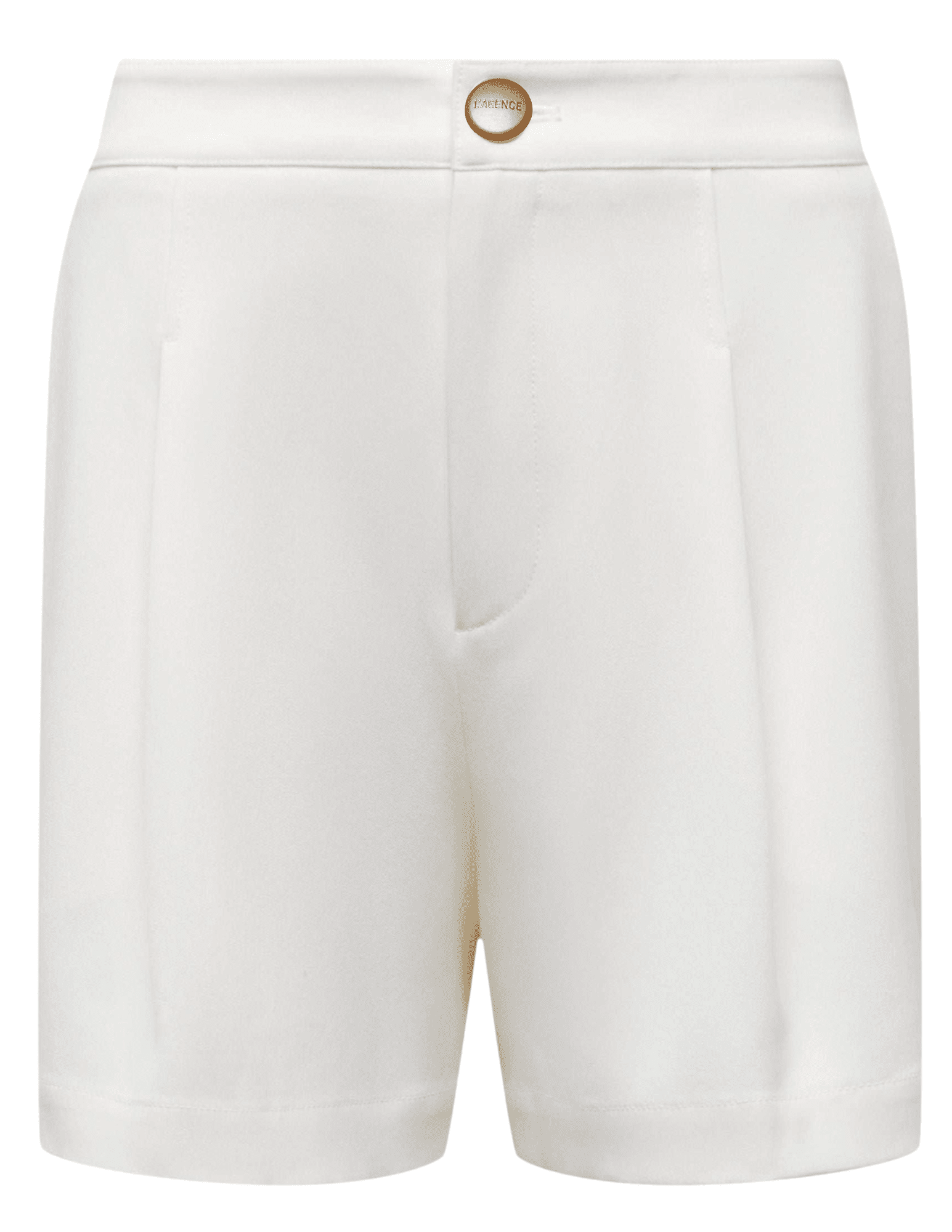 L'AGENCE Saige safari tailored shorts in white with gold button