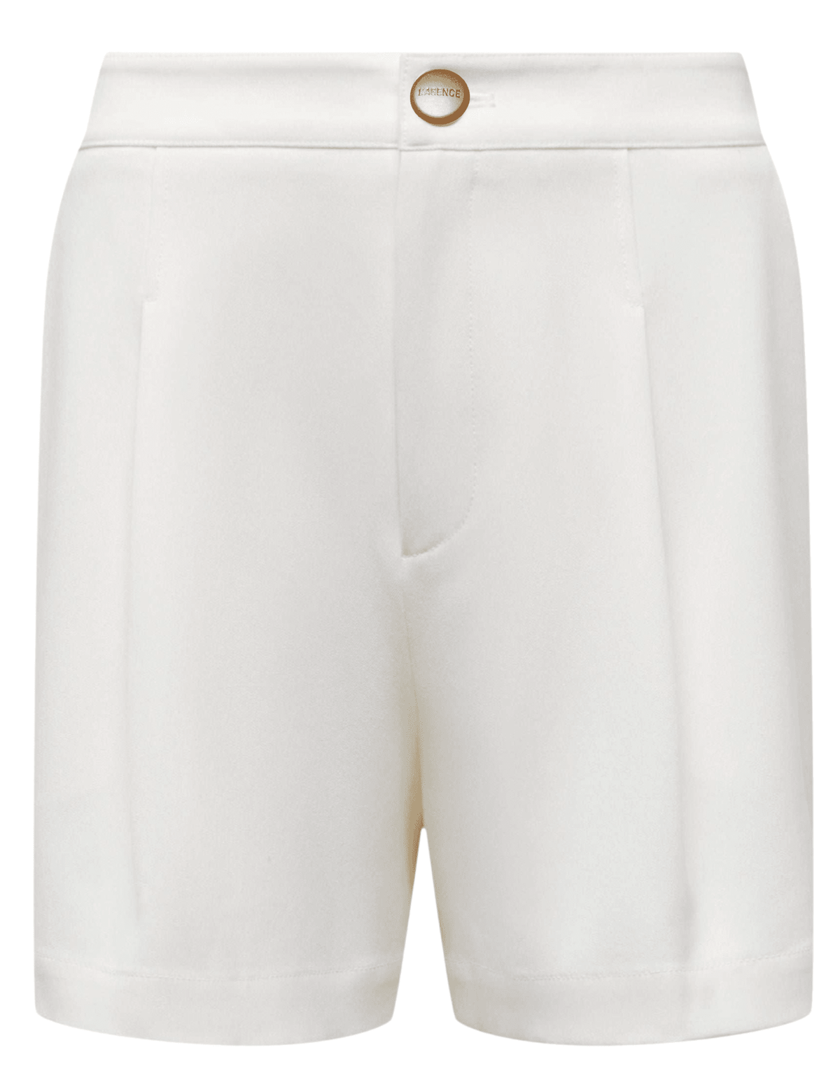 L'AGENCE Saige safari tailored shorts in white with gold button