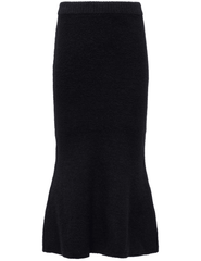 L’Agence Salem Knit Flare Midi Skirt in black with high-rise fit and flared hem
