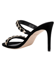 L'AGENCE Sarika Chain Heel Sandal in Black Suede back