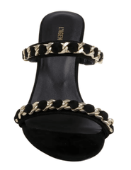 L'AGENCE Sarika Chain Heel Sandal in Black Suede front