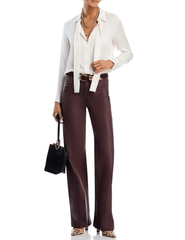 Model view of L’AGENCE Scottie coated chocolate wide leg jeans