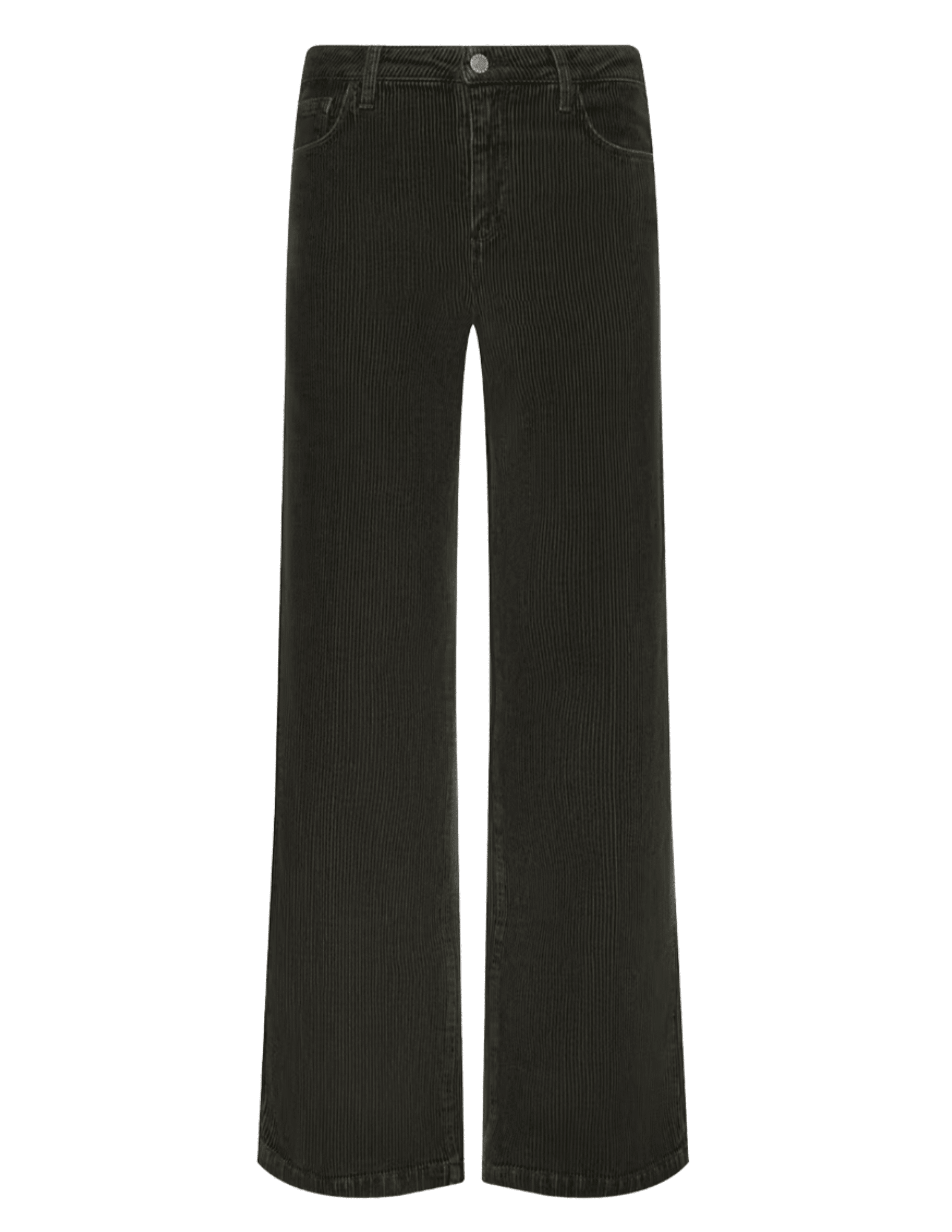 L'AGENCE Scottie Corduroy Wide Leg Jeans in Army featuring a high-rise waist and relaxed wide-leg fit.