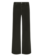 L'AGENCE Scottie Corduroy Wide Leg Jeans in Army featuring a high-rise waist and relaxed wide-leg fit.