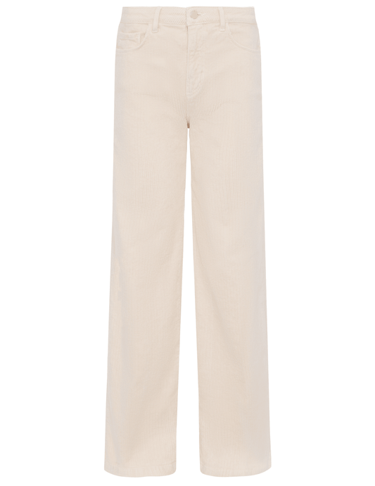 L’AGENCE Scottie High Rise Wide Leg Corduroy Jeans in French Vanilla front view