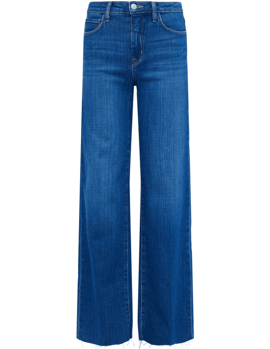 L'AGENCE Scottie high rise wide leg jeans in Apollo wash, women’s denim with a high waist and relaxed wide leg silhouette in a classic blue tone front view