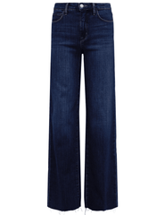 L'AGENCE Scottie high rise wide leg jeans in Koval wash, stylish women’s denim with a high waist and relaxed wide leg fit front view