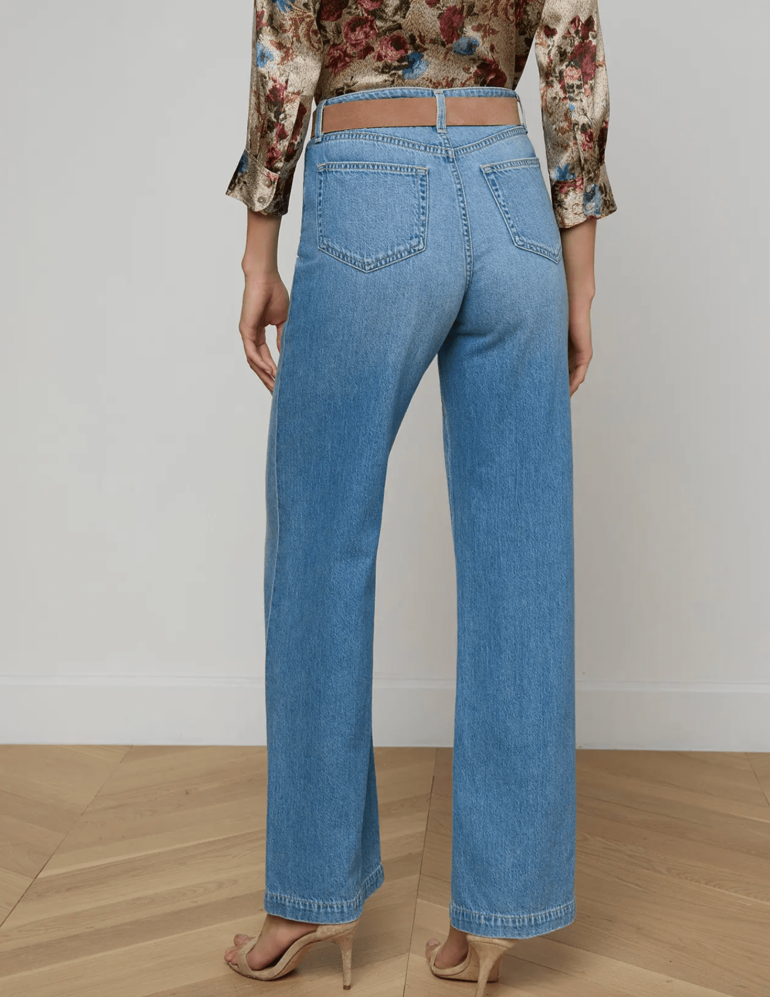 Back view of L'AGENCE Scottie high rise wide leg jeans in Anaheim vintage wash denim