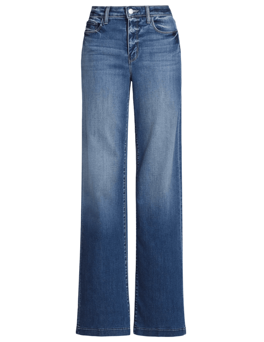 L'AGENCE Scottie high rise wide leg jeans in Hampton wash, elegant women’s denim with a flattering high waist and full-length wide leg silhouette