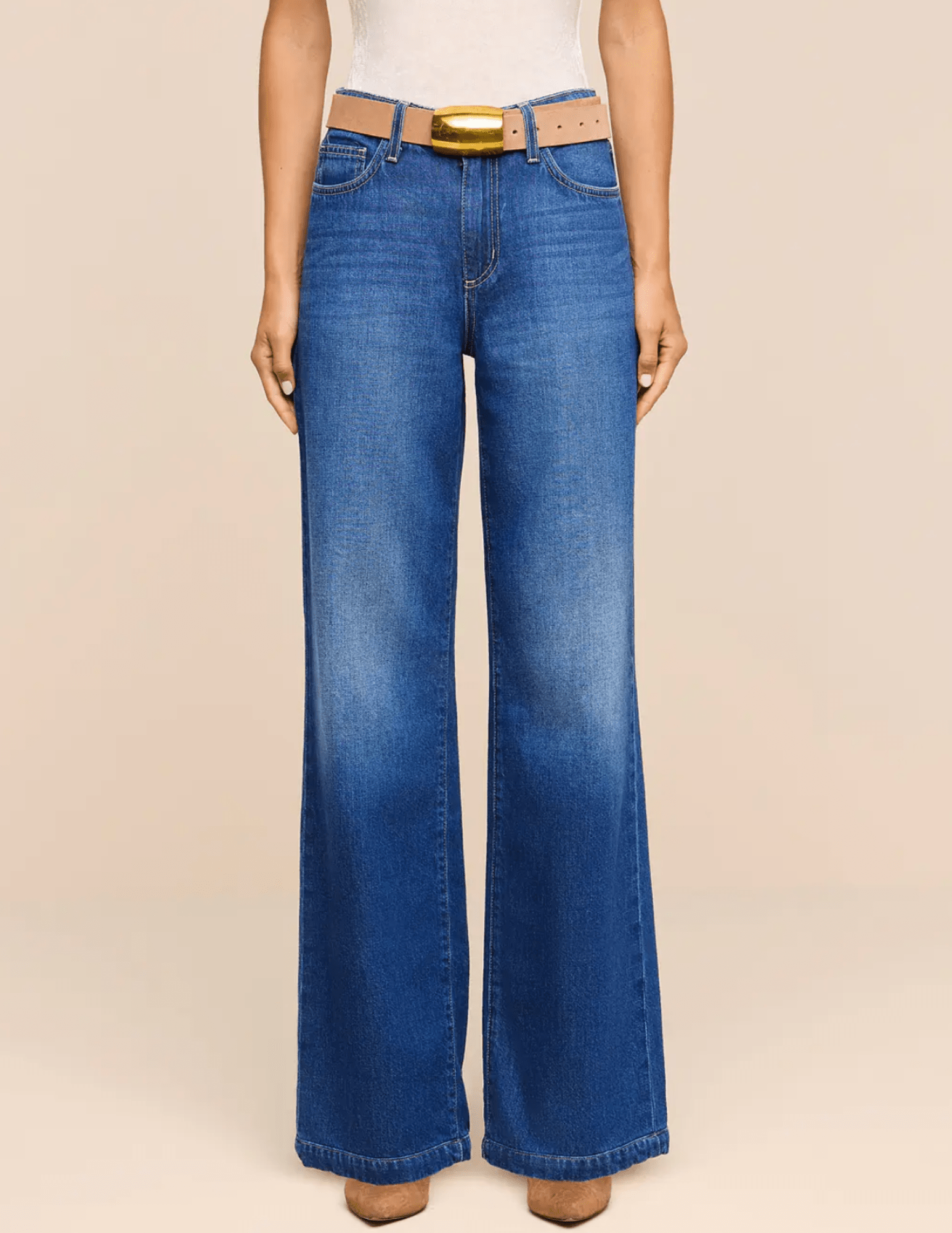 Front view of L'AGENCE Scottie High Rise Wide Leg Jeans in Idaho
