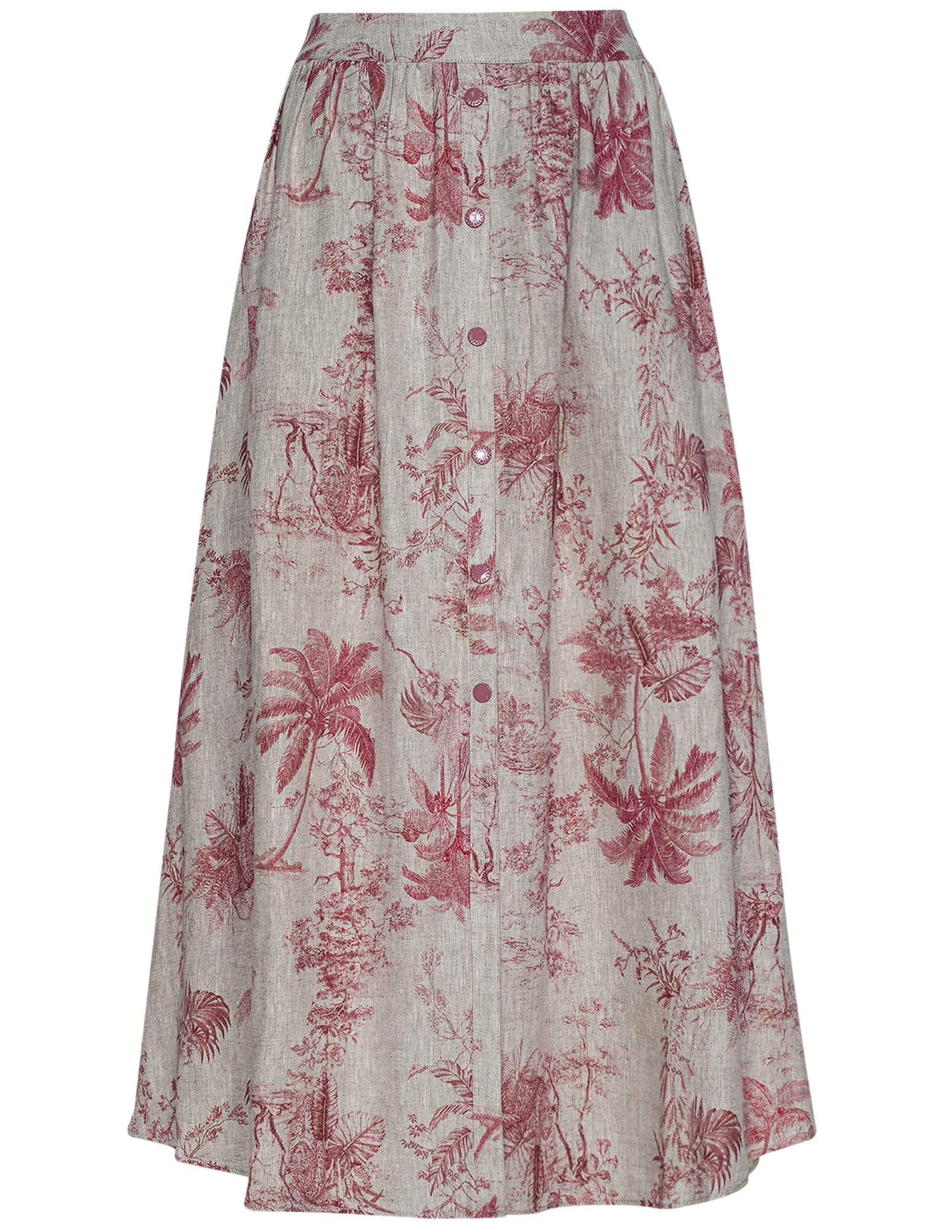 L'AGENCE Seina Linen Midi Skirt in Tan Multi Textured Jungle Toile