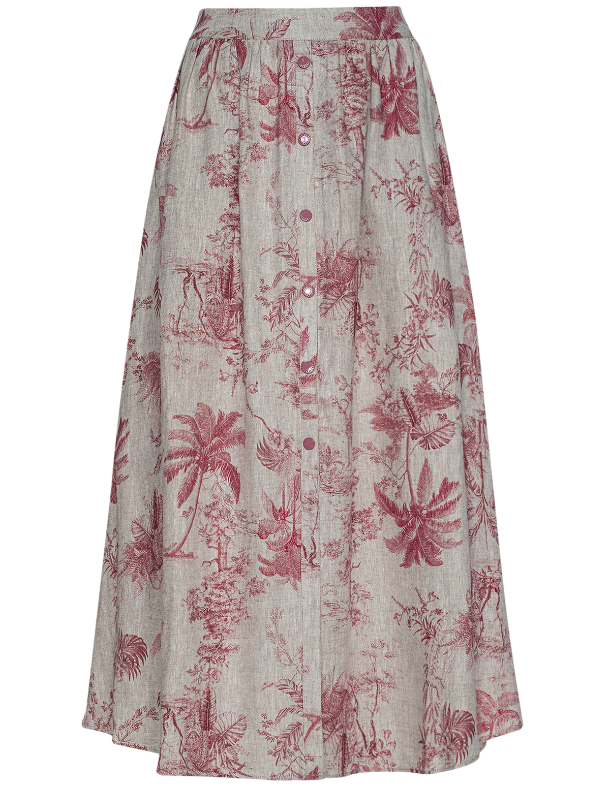 L'AGENCE Seina Linen Midi Skirt in Tan Multi Textured Jungle Toile