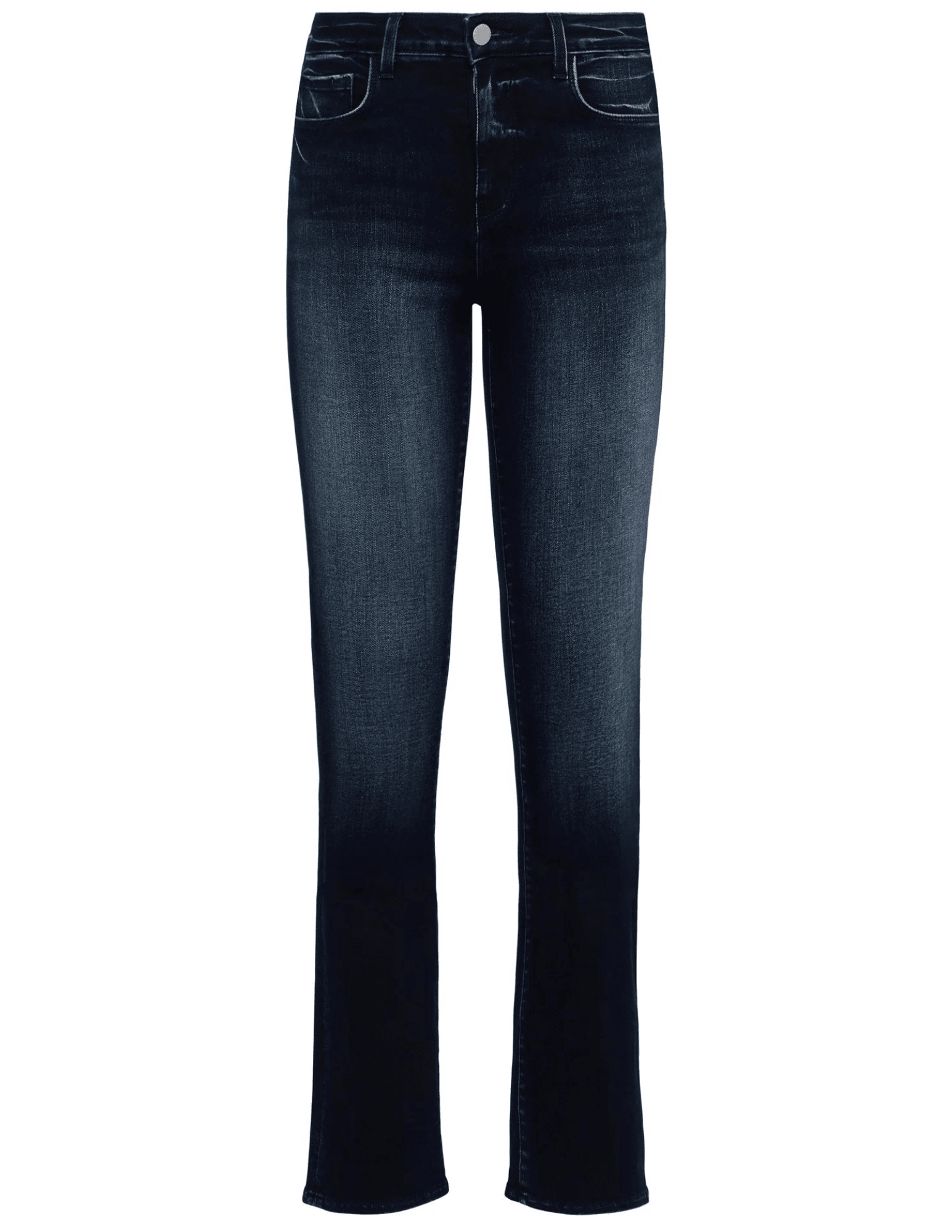 L’Agence Selma High-Rise Baby Boot-Cut Jean Nightingale – deep blue premium denim, slim bootcut hem, front view
