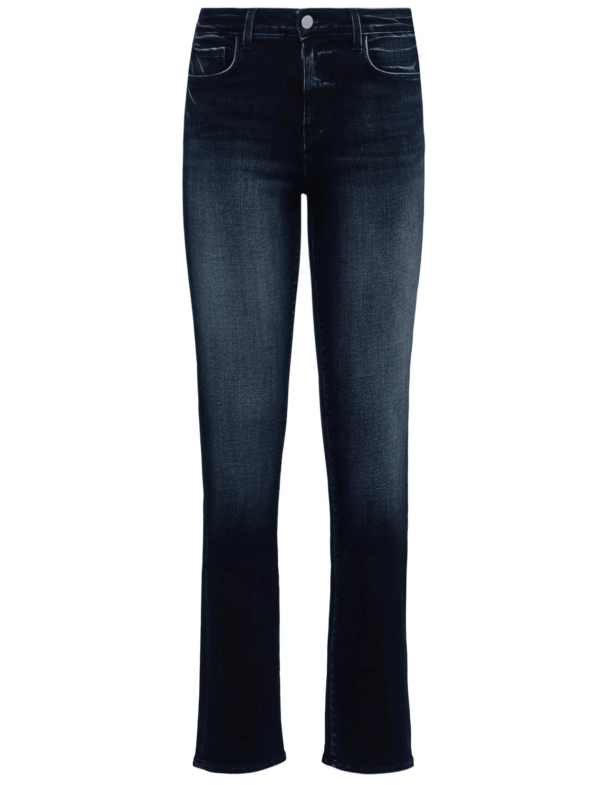 L’Agence Selma High-Rise Baby Boot-Cut Jean Nightingale – deep blue premium denim, slim bootcut hem, front view