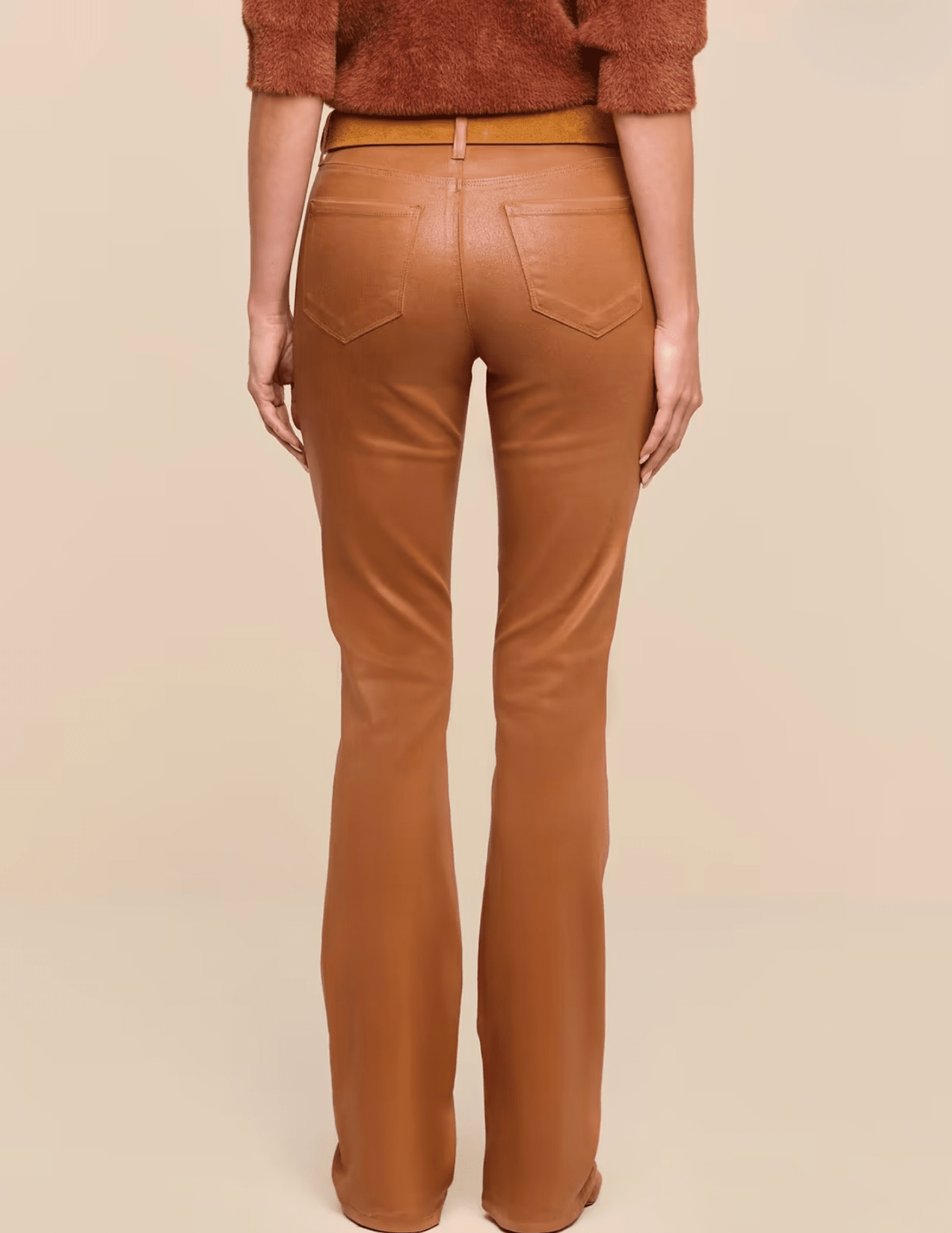 Back view of L’AGENCE Selma High Rise Baby Bootcut Jeans in Java Coated