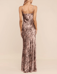 L'AGENCE Serita silk maxi dress in Mauve Multi Western Snake Print