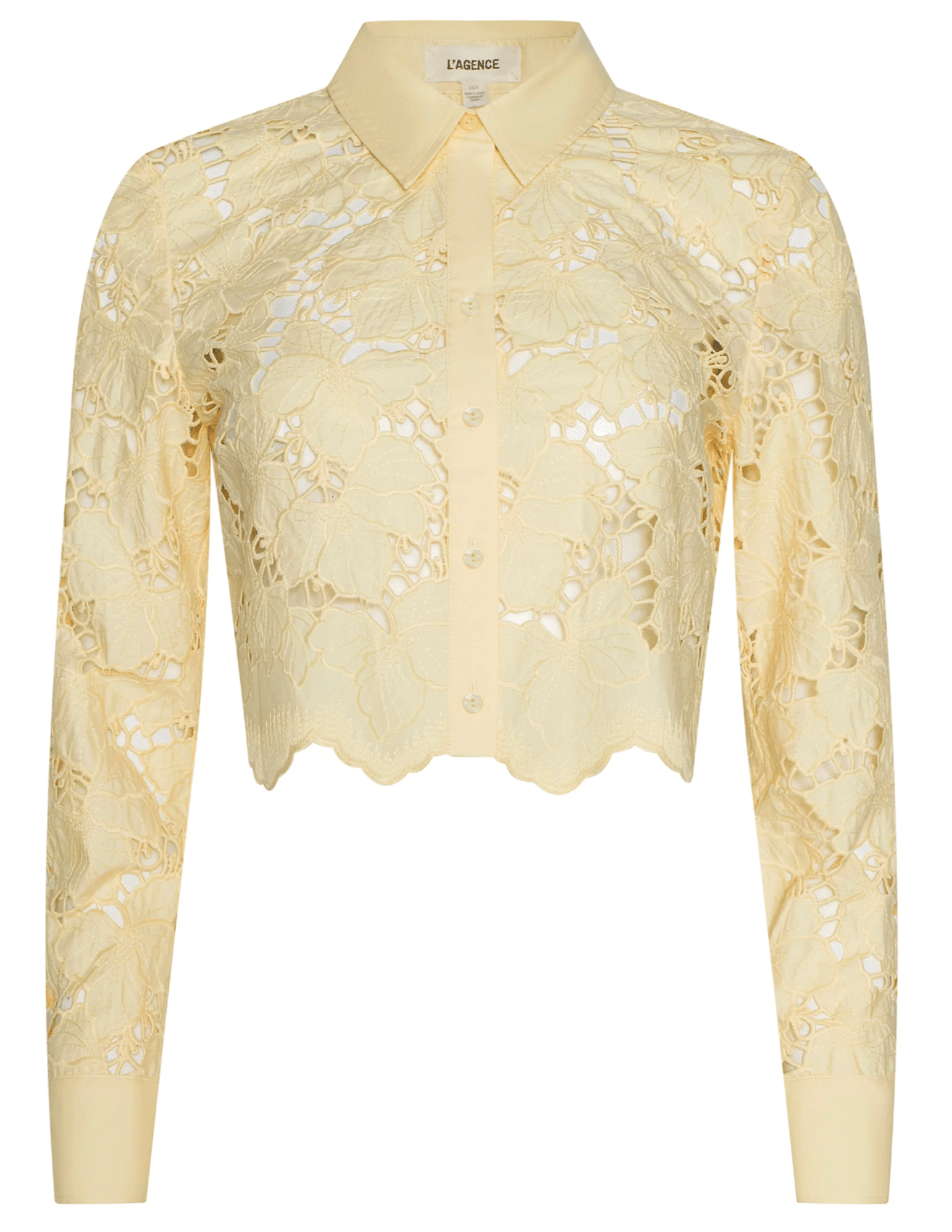 L'Agence Seychelle lace cropped blouse in lemon sorbet