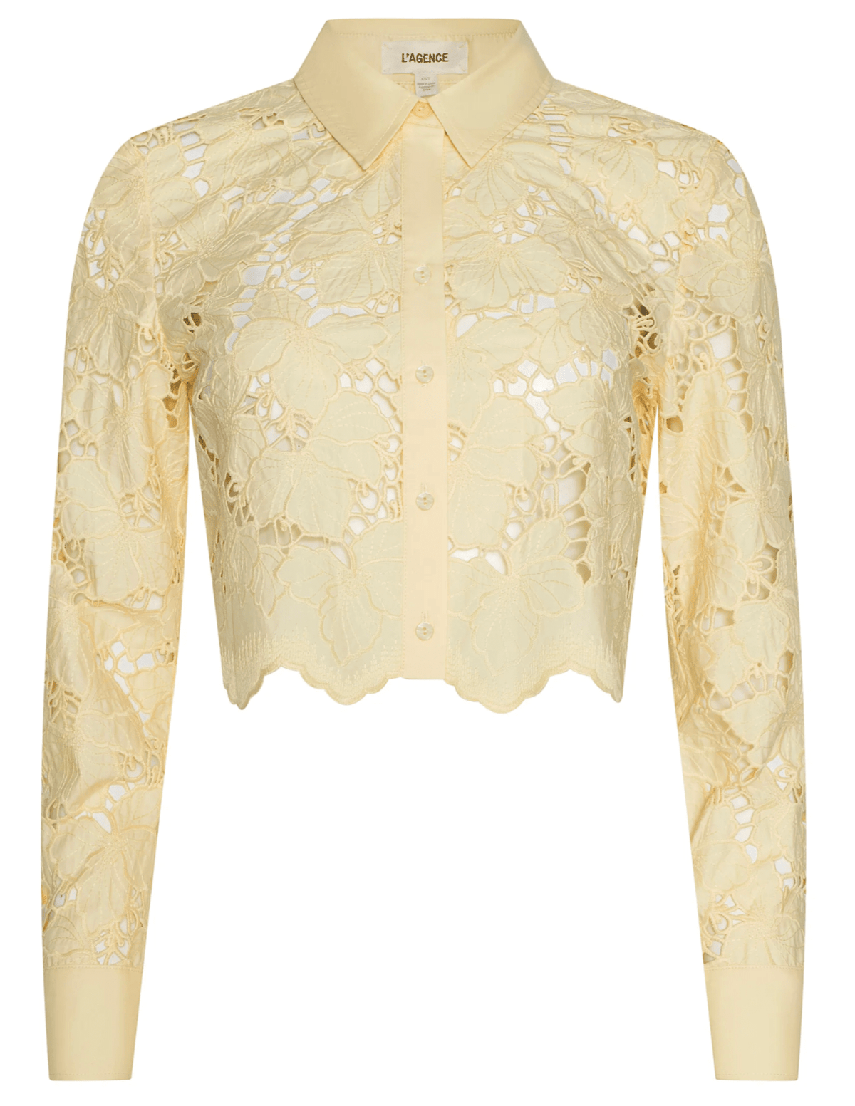 L'Agence Seychelle lace cropped blouse in lemon sorbet