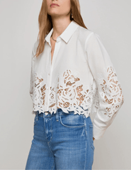 L'Agence - L'AGENCE Seychelle Lace Cropped Blouse - Buy Online