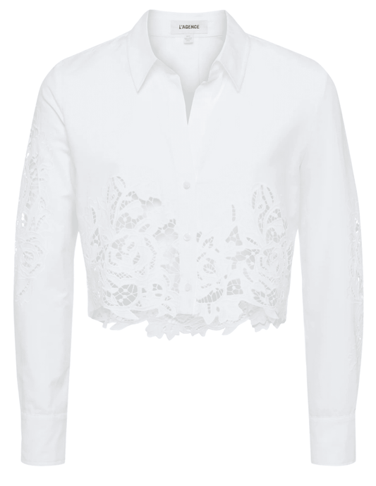 L'Agence - L'AGENCE Seychelle Lace Cropped Blouse - Buy Online