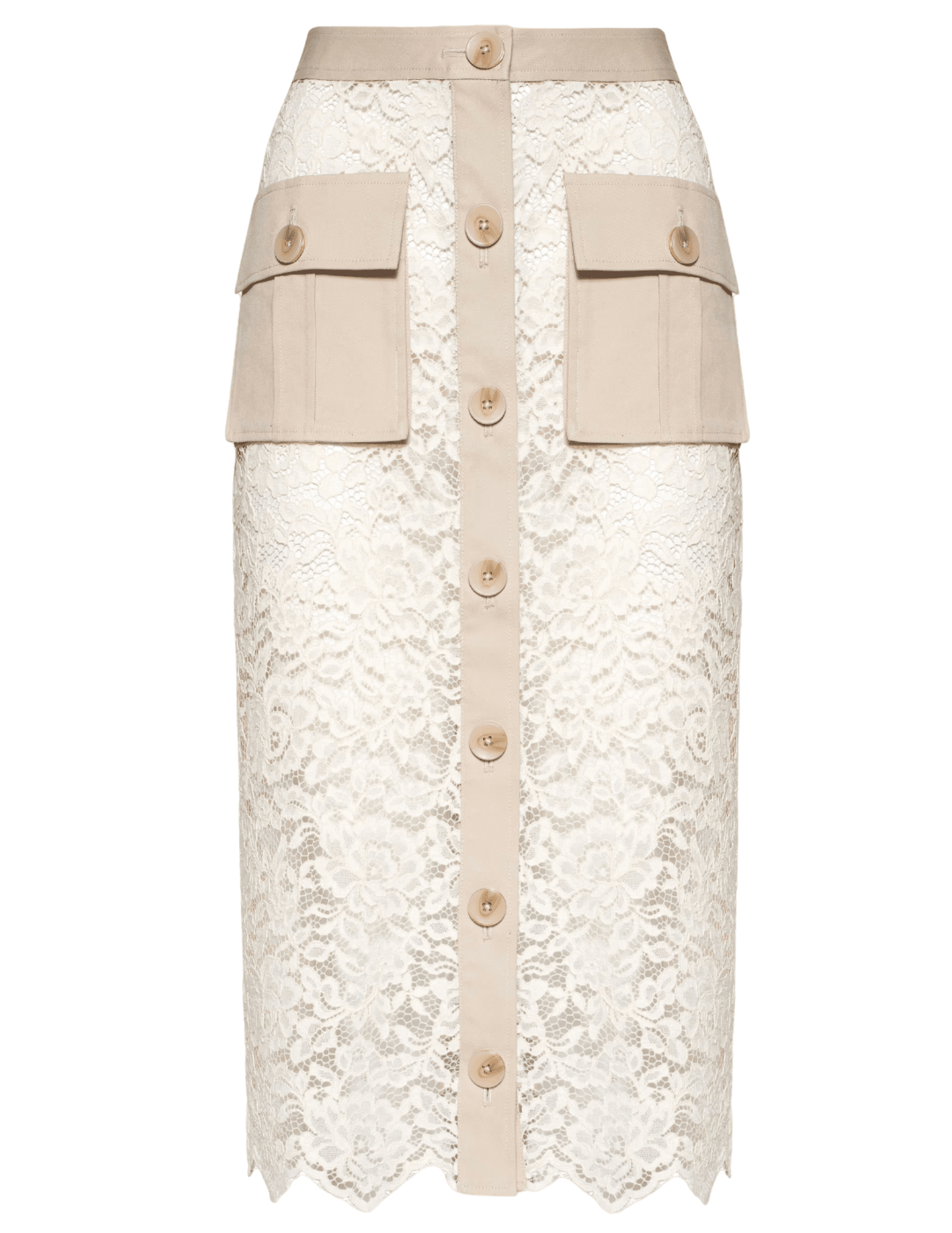 L’AGENCE Shae lace midi skirt biscuit ecru 