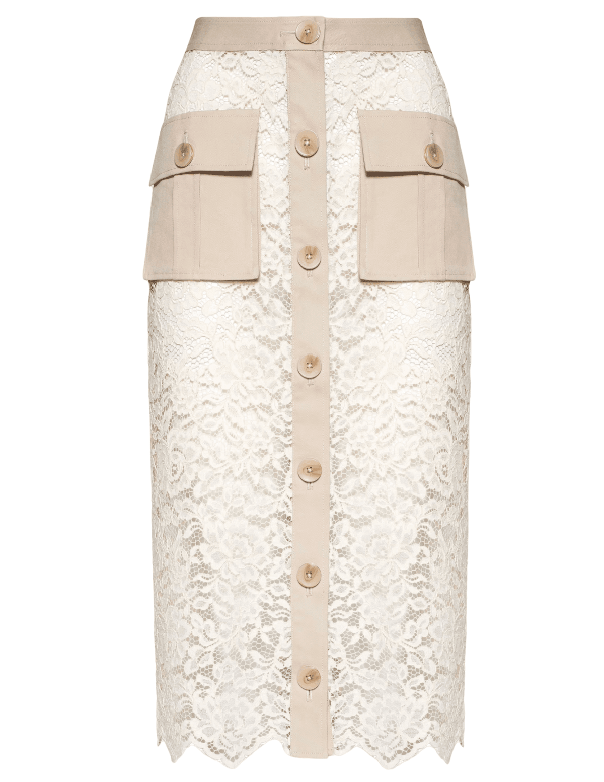 L’AGENCE Shae lace midi skirt biscuit ecru 
