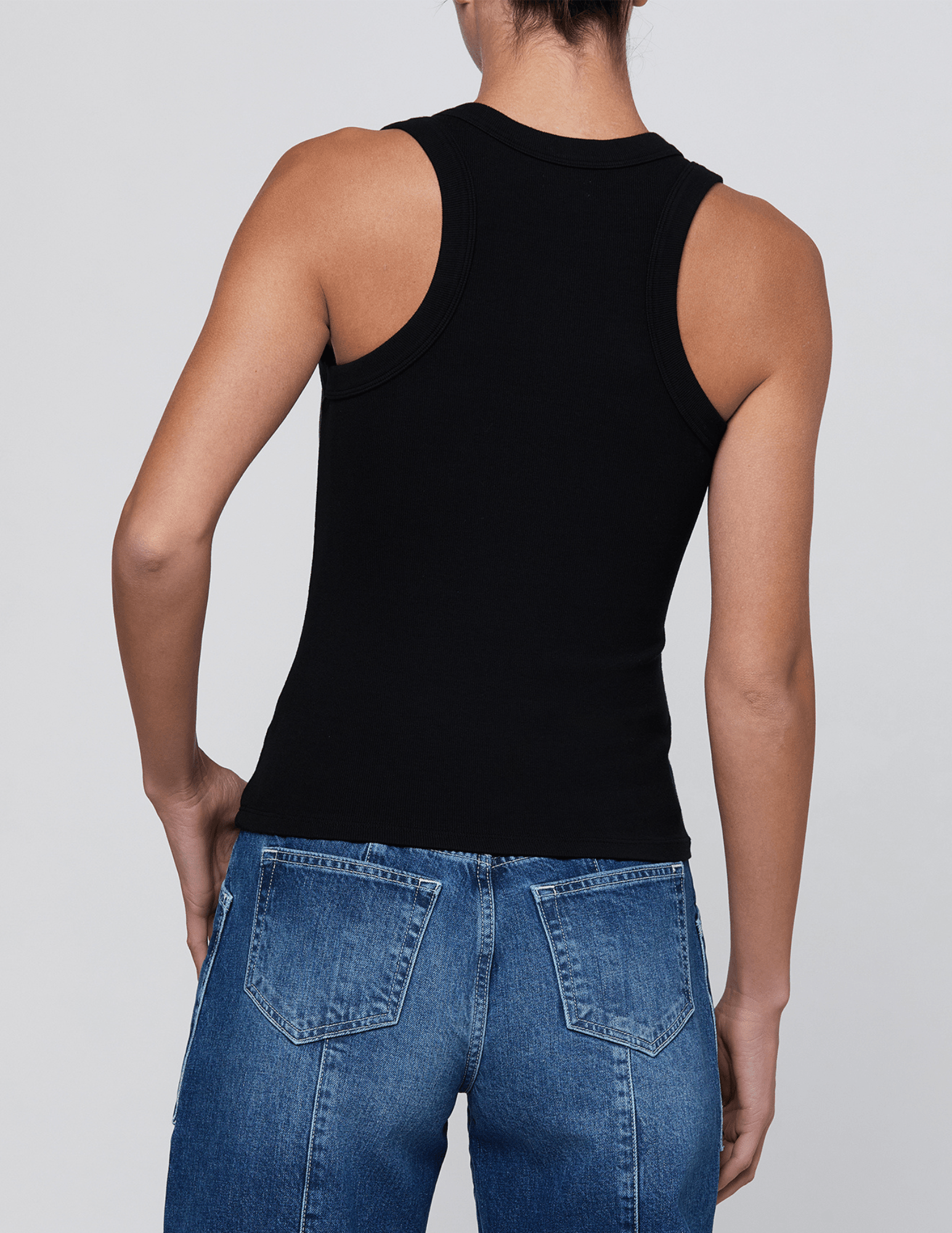 Back view of L'AGENCE Shania Racerback Tank in Black
