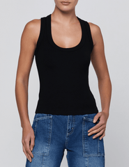 Front view of L'AGENCE Shania Racerback Tank in Black

