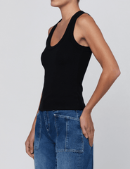 Side view of L'AGENCE Shania Racerback Tank in Black