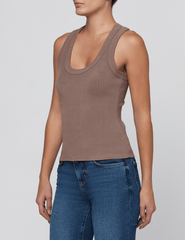 Side view of L'AGENCE Shania Racerback Tank in Cardamom