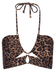 L’AGENCE Sirena bikini top in brown multi patch leopard print