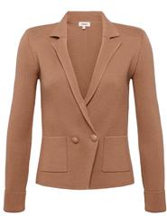 L’AGENCE Sofia Knit Blazer in ginger snap, double-breasted front view with peak lapels.