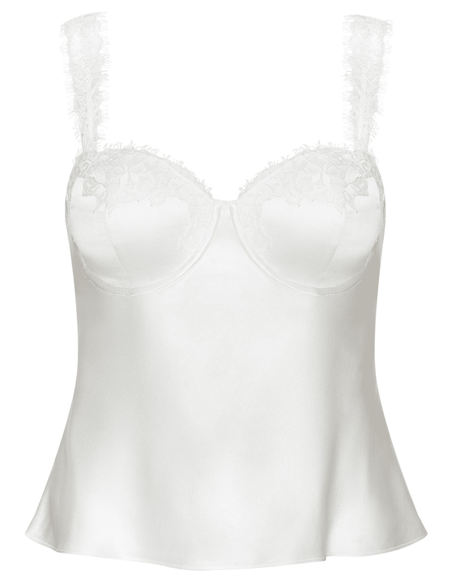 L'AGENCE Soleia Lace Trim Silk Camisole in Ivory