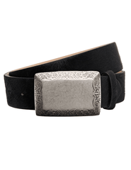 L’AGENCE Solera Engraved Calf Hair Belt in Black