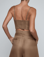 L’AGENCE Sonya linen bustier top barley back view