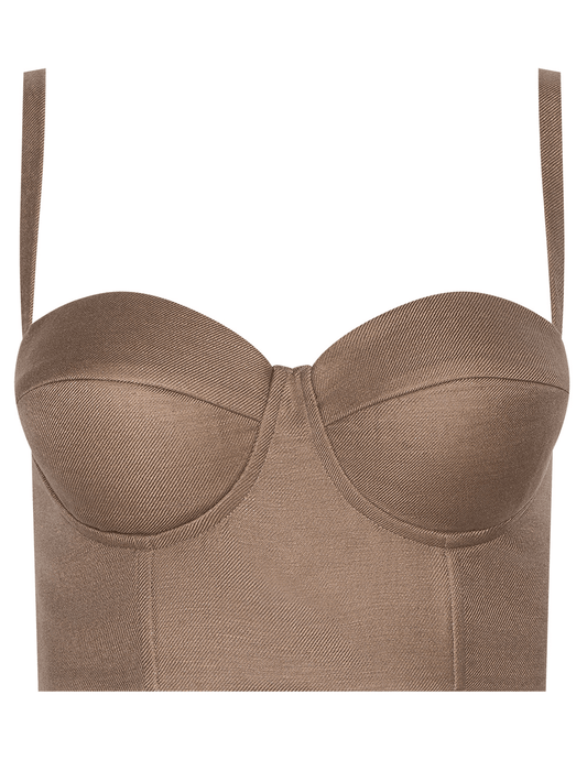 L’AGENCE Sonya linen bustier top barley 